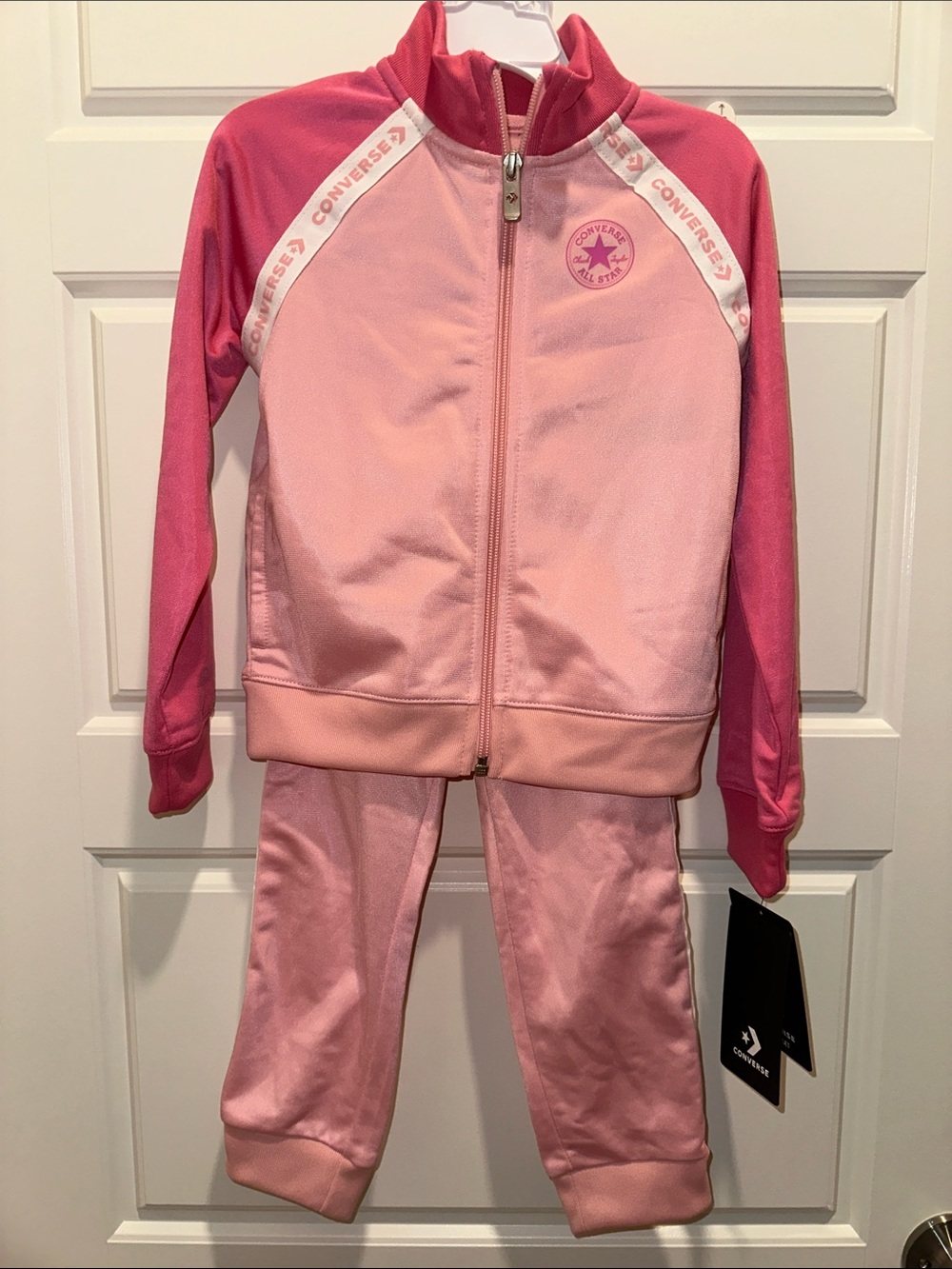 Converse Girls Pink Two-Tone Track Jacket and Pants Set